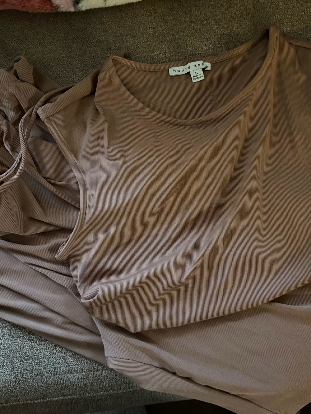 Haute Monde Ribbed Tank Top - Mauve Taupe Matching Set with pants